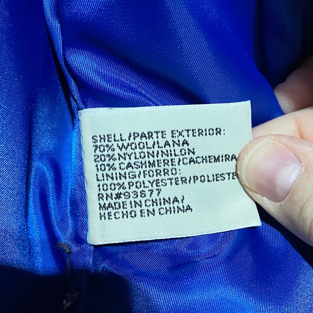 St Johns Bay Women's‎ Medium Cobalt Blue Wool Cashmere Blend Pea Coat Jacket - Picture 9 of 12